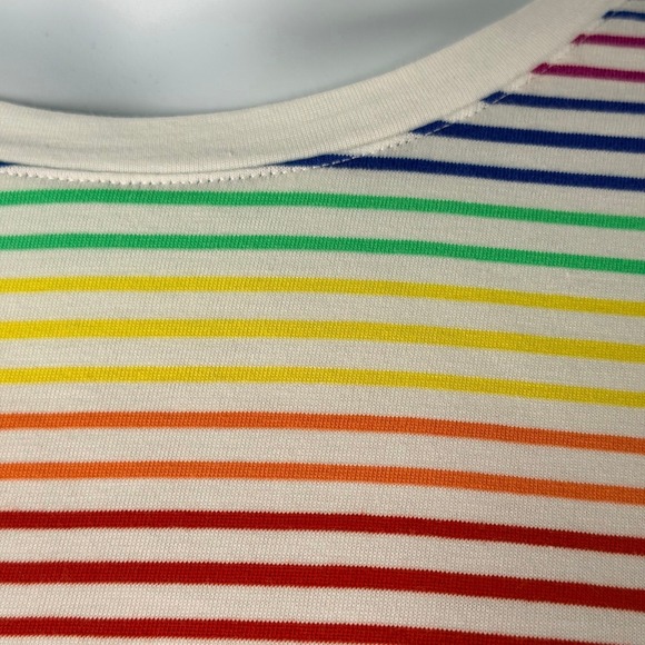 Lands End T-shirt Women 1X 16W-18W Rainbow Stripe Supima Cotton Short Sleeve Tee - Picture 3 of 7